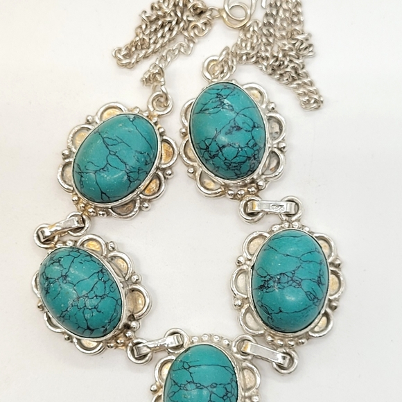 Quality vtg turquoise silver necklace - Picture 3 of 4